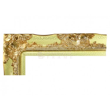 กรอบหลุยส์ไม้จริง สีเหลืองอ่อนลายระเบิด ทอง ขนาด 3 นิ้ว